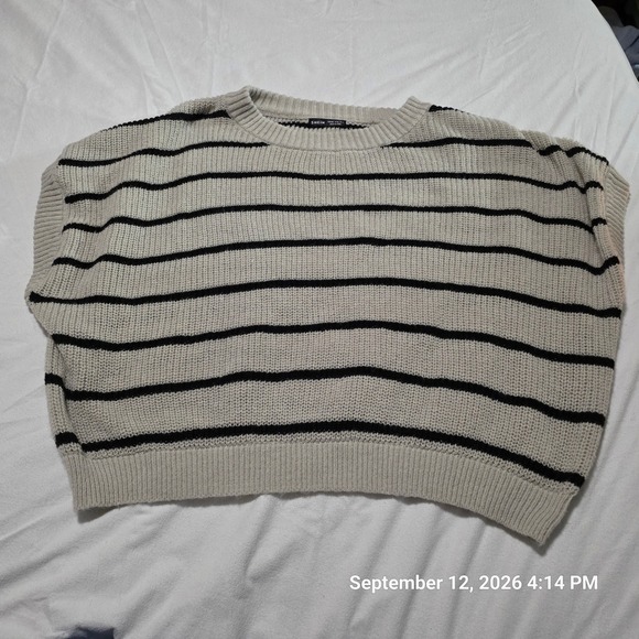 SHEIN Jackets & Blazers - SHEIN Beige Black Striped Knit Sweater Vest Crew Neck XXL US 14